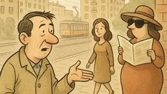 Banc: Doi bărbați stau de vorbă...