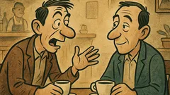 Banc: Doi tipi la cafea, în bar