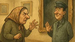 Banc: La muzeu, doamna critică un tablou