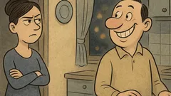 Banc: Soția: Ce-i cu fața asta fericită?